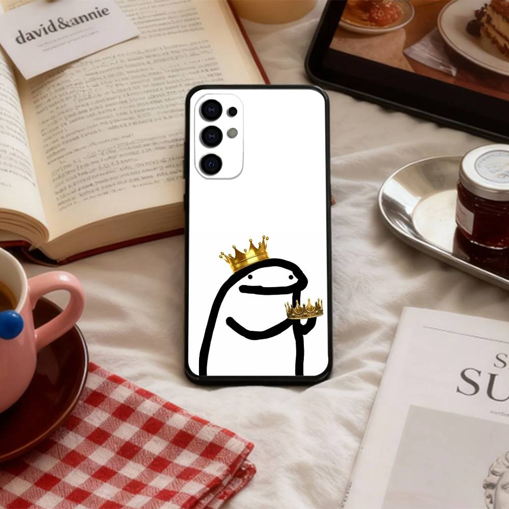F-Flork M-Meme Phone Case For Samsung S 25,24,23,22,30,21,10,9,Ultra,Plus,Lite,FE,4,5 G Soft Black Case