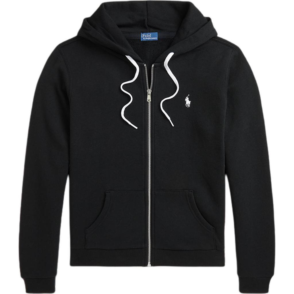 Polo Ralph Lauren Logo Embroidered Hooded Long Sleeve Jacket Women jackets Black WMPOKNINFB20708-001