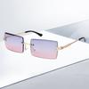 Women's Sunglasses Retro Sunglasses for Women Men Tinted Lens Metal Frame Vintage Rimless Rectangle Glasses UV400 Protection