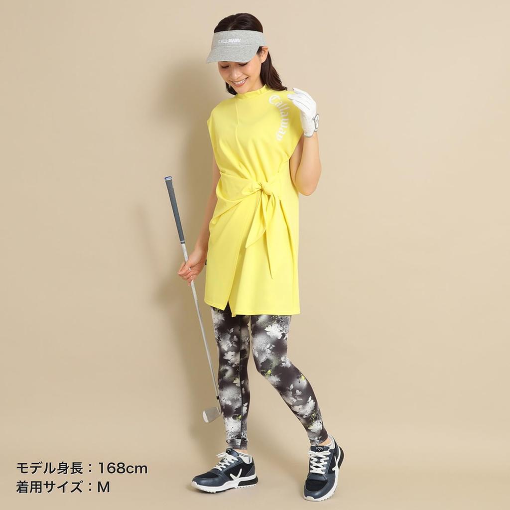 Callaway Short Sleeve Mock Neck Shirt UV Golf Underwear C24134212 Women's (Design, Moisture-Wicking, Quick-Drying, Protection) / / 1060_Yellow