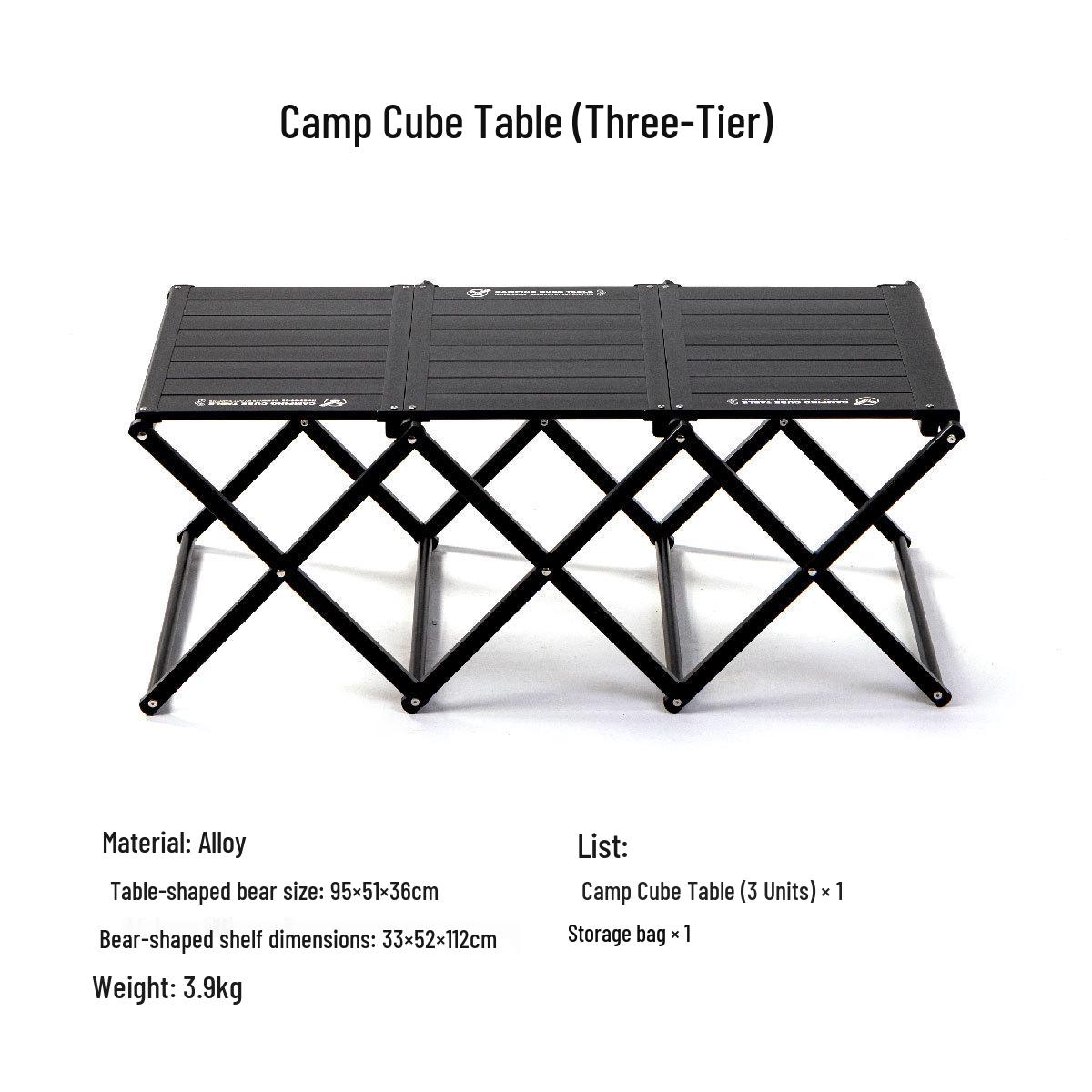 Wujie Ultra-Light Three-Layer Aluminum Camping Table - Portable & Multi-Functional Folding Rack