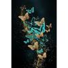 Gold Blue Butterfly Canvas Paintings Black Wall Art Prints Luxury Living Room Decorative Posters For Living Room Wall Decor Art