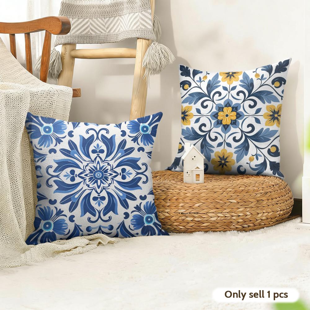 Resortstyle Patterns Cushion Cover Natural Linen Organic Fabric DoubleSided Printing Couch Pillow Covers Home Decor
