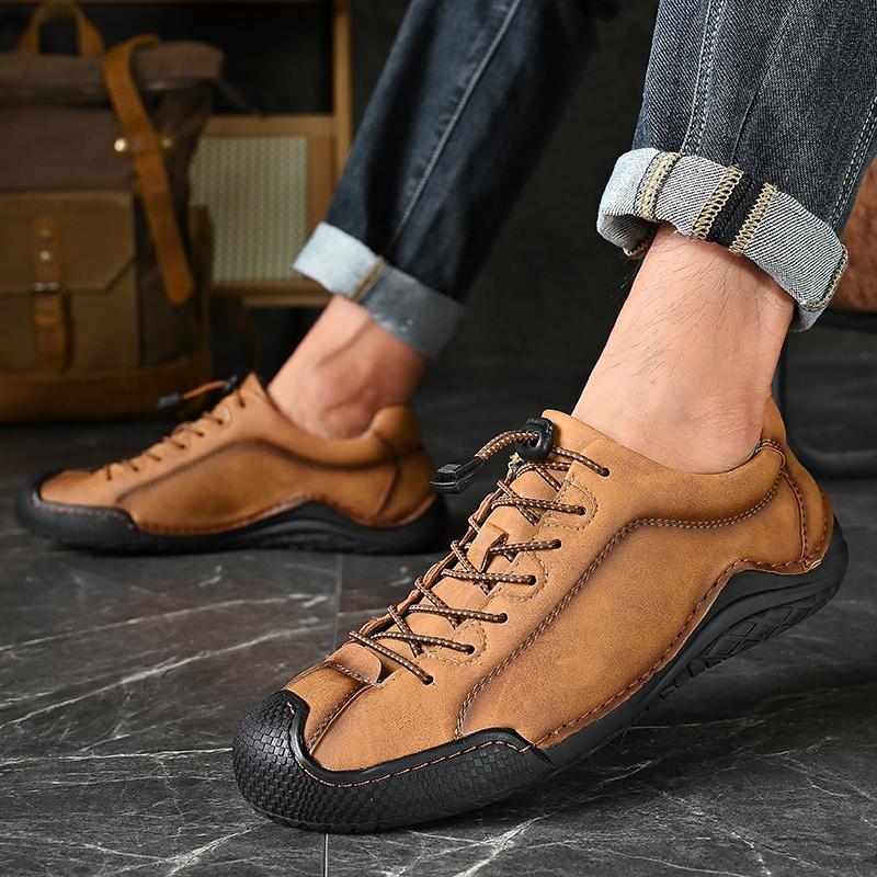 Fashion New Handmade Casual Leather Men Outdoor Antiskid Shoes High Quality Walking Breathable Hiking Driving Flats Fashion Tooling Shoe