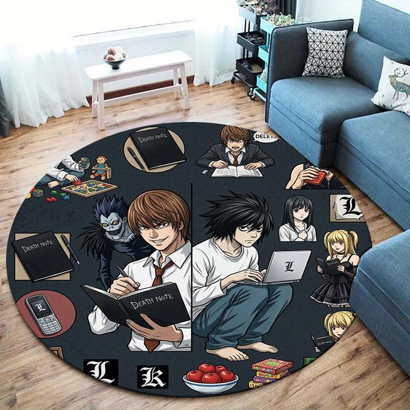 Death Note Round Area Rug Carpet Rug For Living Room Bedroom Sofa Playroom Decor Nonslip Floor Mat