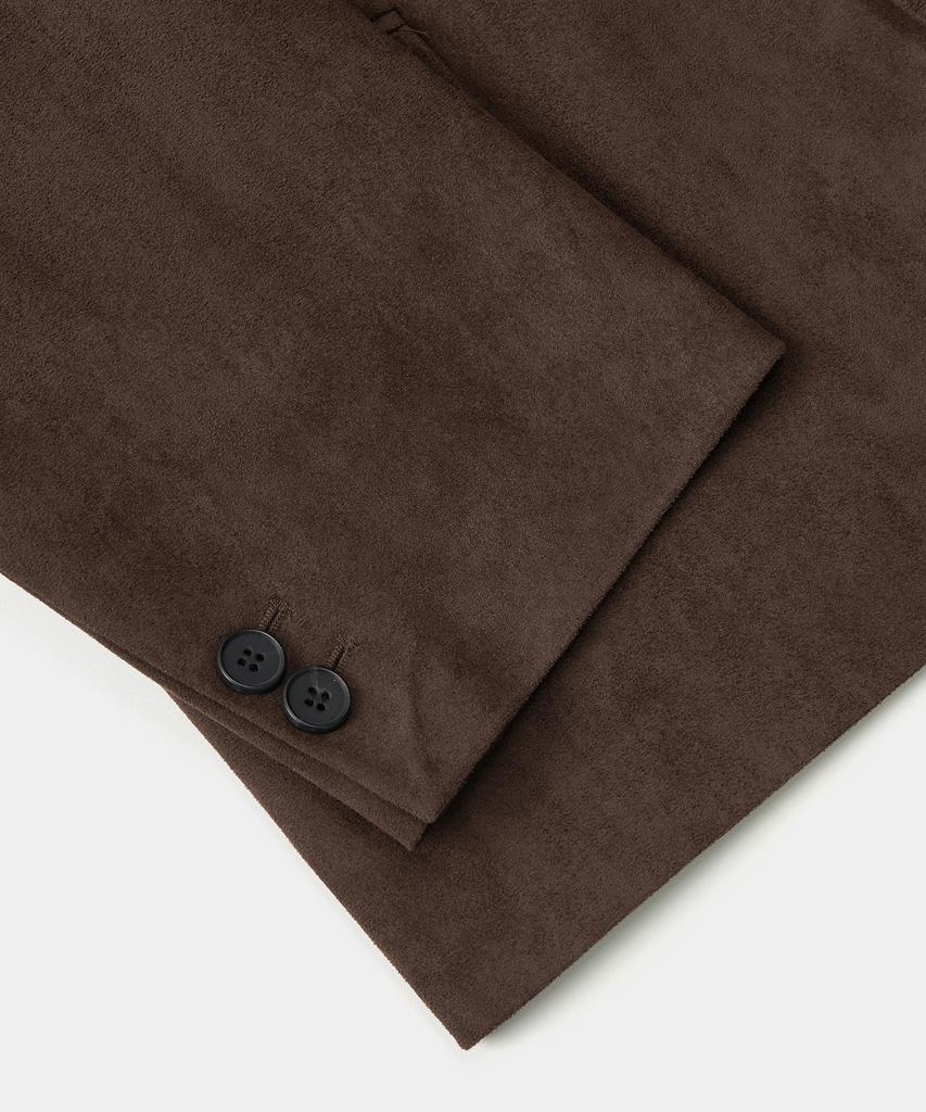 Excontainer Classic Button Suede Blazer (Dark Brown)