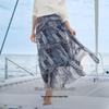 Xiangying Printed Plaid Mesh Half Skirt