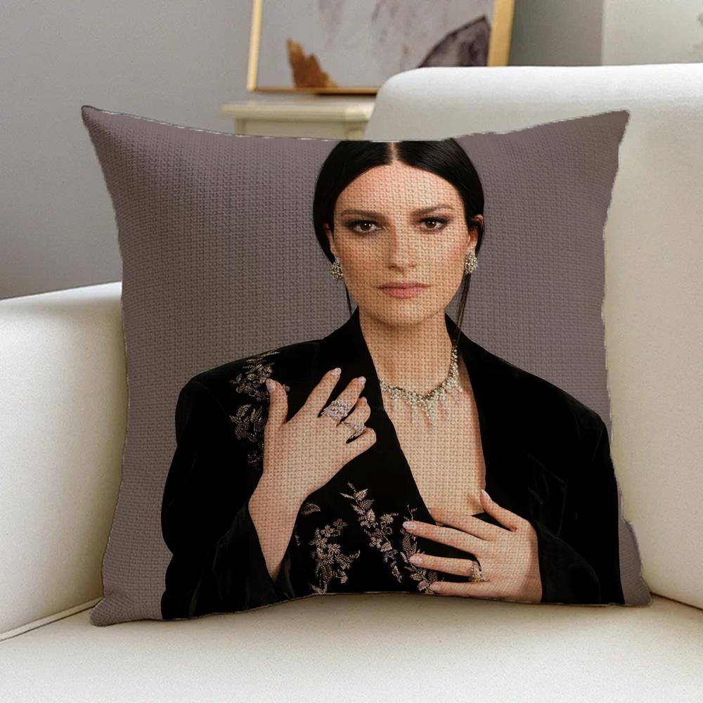 L-Laura Pausini Cushion Cover Cushion Cover Pillowcase, Anti-Mite Invisible Zipper, Linen Sofa Cushion