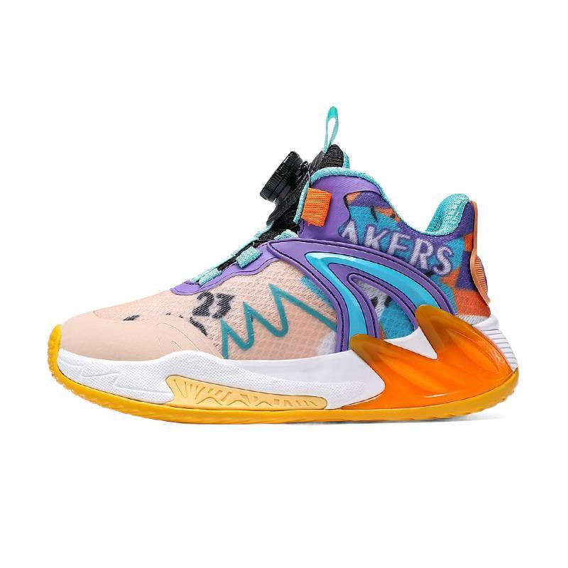 Children's basketball shoes mesh breathable boys' shoes middle older boys boys rubbing sound button basketball shoes running shoes