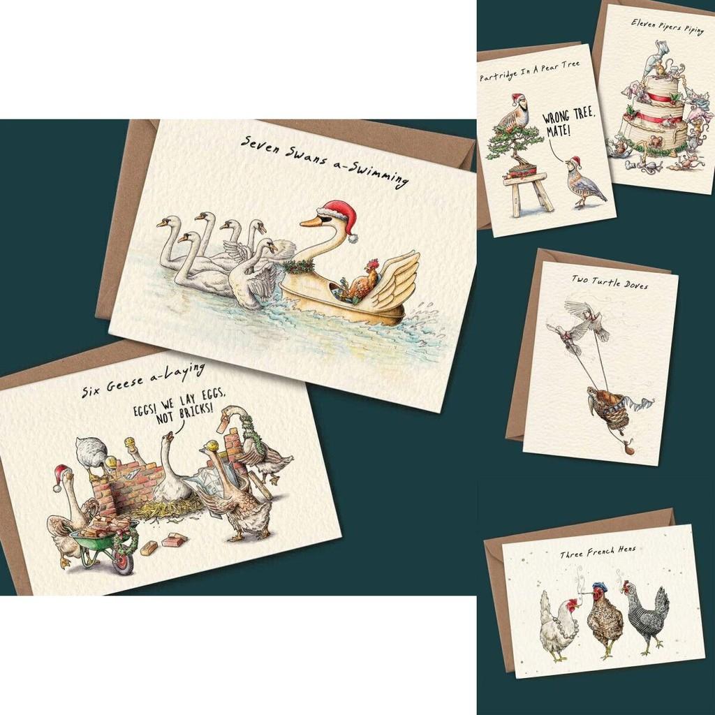 Dvanáct dní Vánoc Sada pohlednic Sada 12 moderních a minimalistických pohlednic a obálek