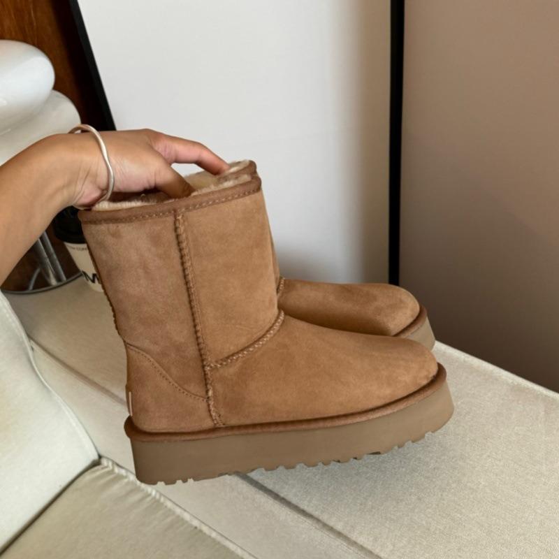 thick-soled snow boots women's velvet and thickened new sheepskin and fur integrated medium tube warm cotton shoes winter shoes