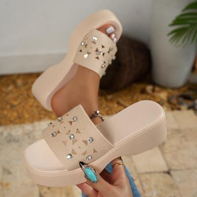 Thick-soled Shoes One-shoulder Slippers Sponge Sandals Casual Hollowed-out Slippers