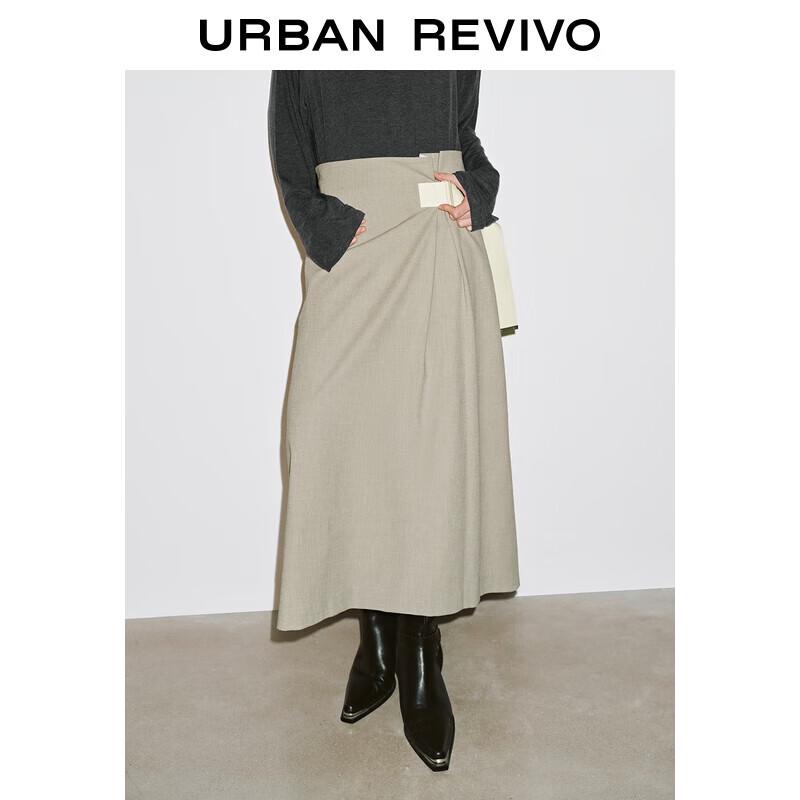 UR Women s Textured High-Waist Long Skirt with Contrast Belt M