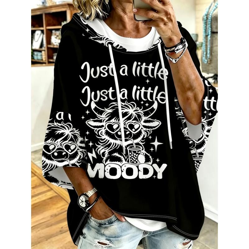 Damen Kapuzentop in Übergröße, Taro-Lila, Amerikanischer Rebell Schädel und Rosen Print, Lockere überschnittene Ärmel, Kapuzenpullover