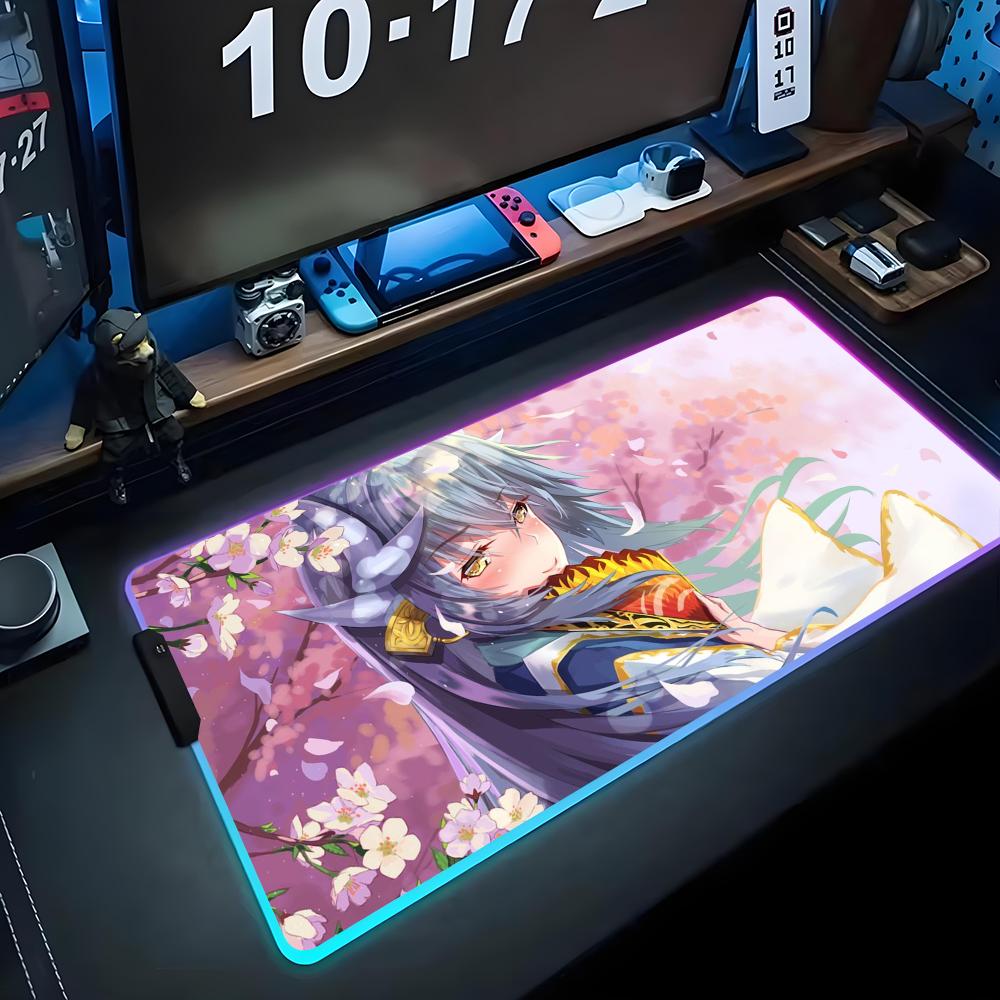 

kiyohime Mouse Pad RGB Gaming Mousepad Big LED Pad PC Desk Mat Luminous Mouse Pad Large Keyboard Mats Table Rug With Backlit RGB600x300x3mm