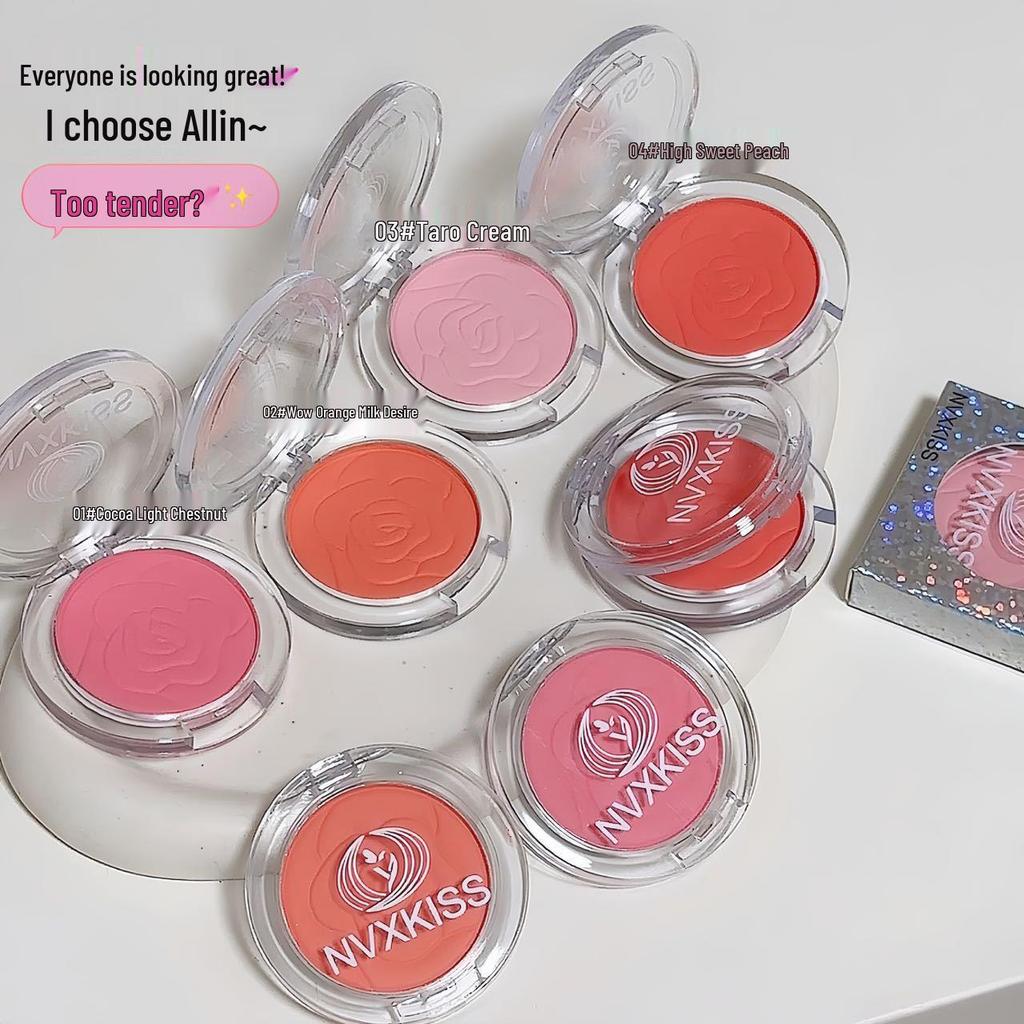 Energetic Girl Natural Matte Blush: Long-Lasting Nude Face Highlighter with Color Payoff.