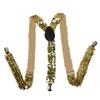 Unisex Sequin Y Back Suspenders 3 Clips Adjustable Elastic Braces