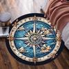 Round Crystal Velvet Rug Compass Design Nautical Ocean Map Floor Mat Home Decor Living Room Bedroom Carpet Artistic Pattern