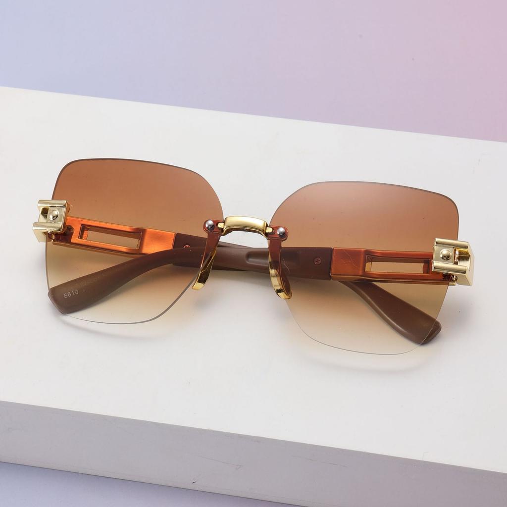 Frameless Diamond Trimmed Square Sunglasses Sunglasses Ladies Fashion Commuter Sunglasses