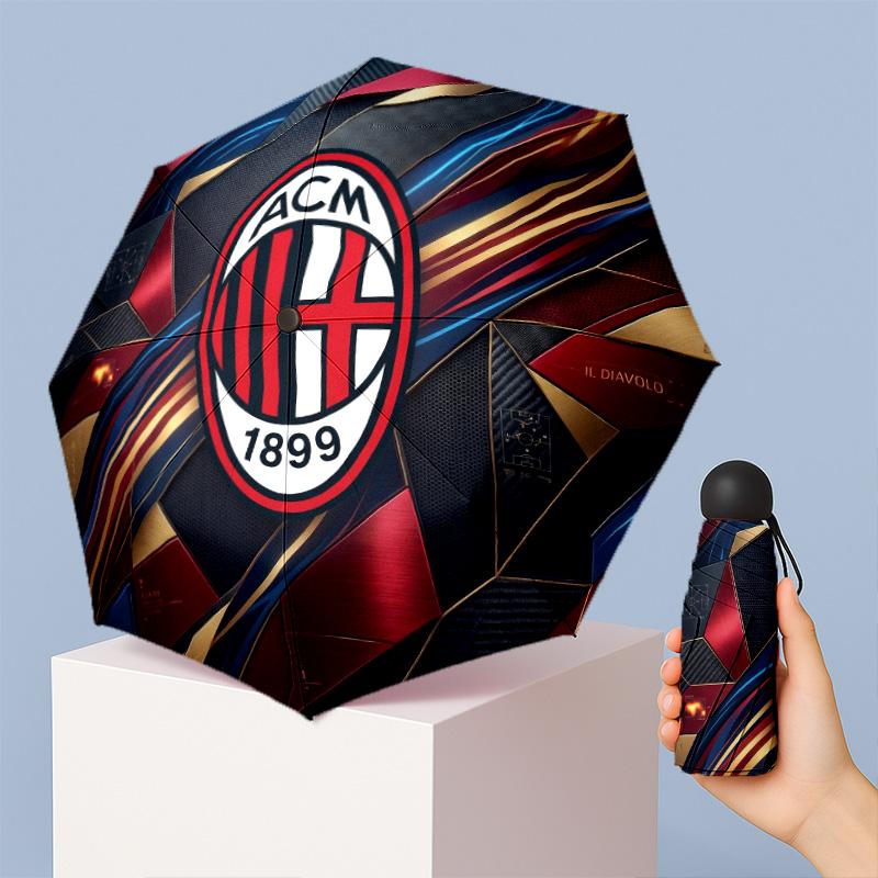 AC Milan Pattern Printed Mini 5 Folds 8 Ribs Compact Umbrella Windproof Waterproof Lightweight Portable Folding