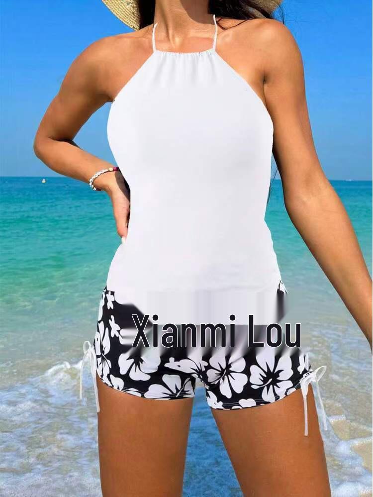 

Европейский и американский раздельный купальник 2025 с утягивающим эффектом для живота Small белый