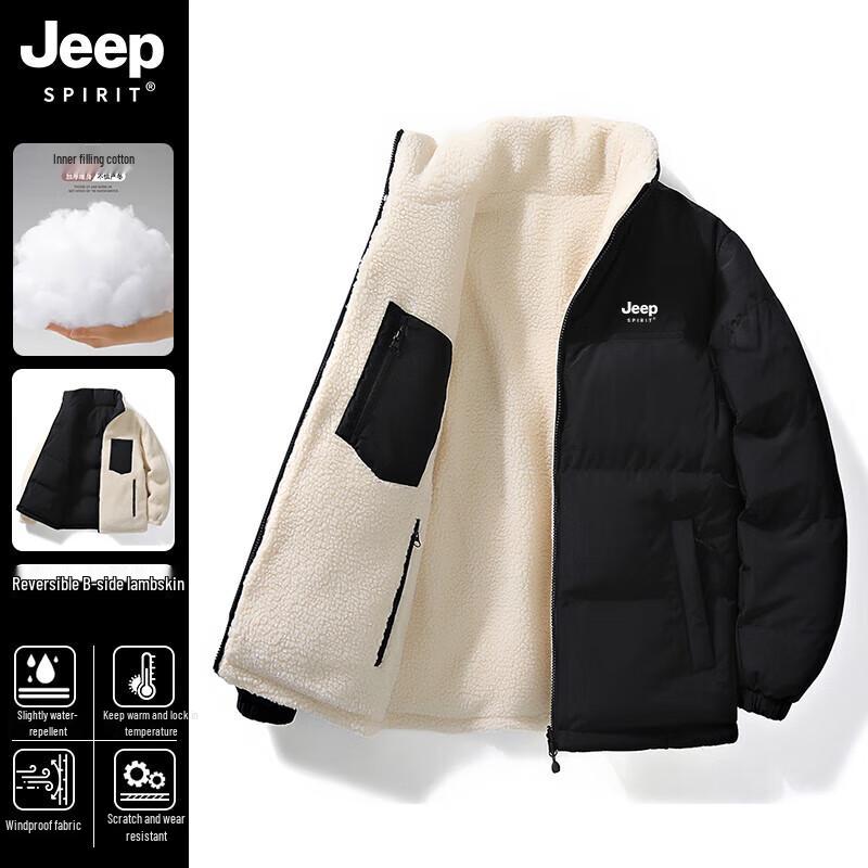 

JEEP SPIRIT Men s Thickened Lamb Wool Fleece Winter Padded Jacket 5XL