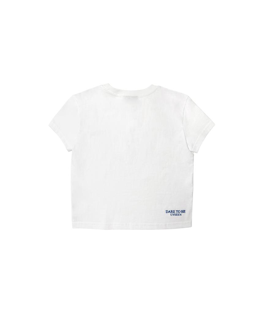 Yuseuteule Waist Embroidered Short Sleeve T-Shirt (White)