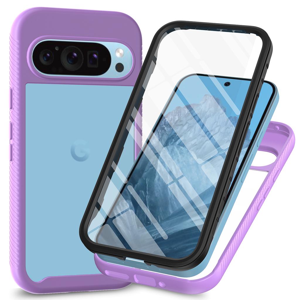 Etui na Google Pixel 9/Pixel 9 Pro PC+TPU Przezroczyste Etui na Telefon z Folią PET na Ekran Wszechstronna Ochrona