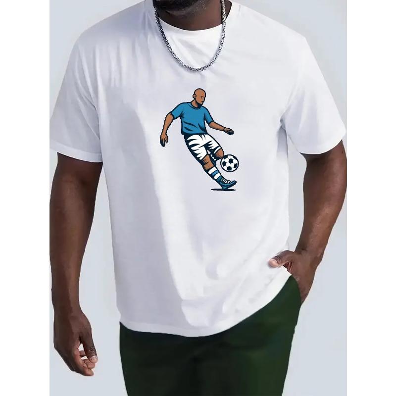 European Size Men s Casual 2D Printed Football T-Shirt, Retro Vintage Soccer Shirt S белый
