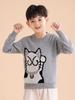 Children's Round Neck Red Lucky Cat Jacquard Cashmere Sweater