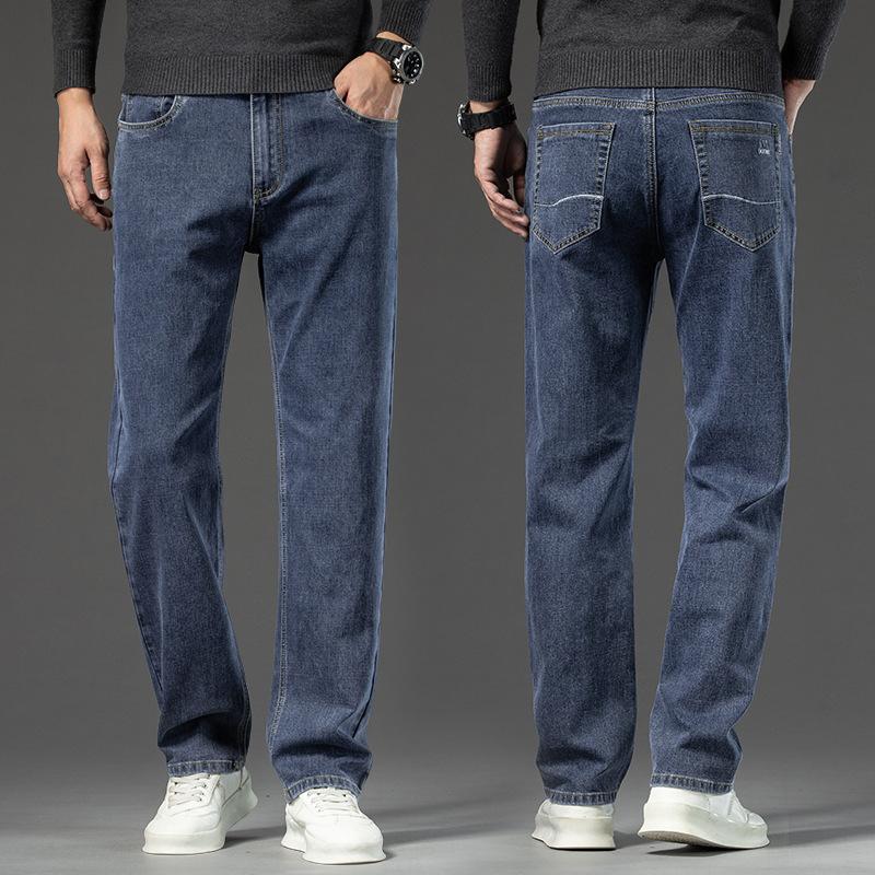 2024 Herbst/Winter Neue Große Gerade Röhre Lose Cowboy Herren Stretch Und Samt Dicke Warme Hose