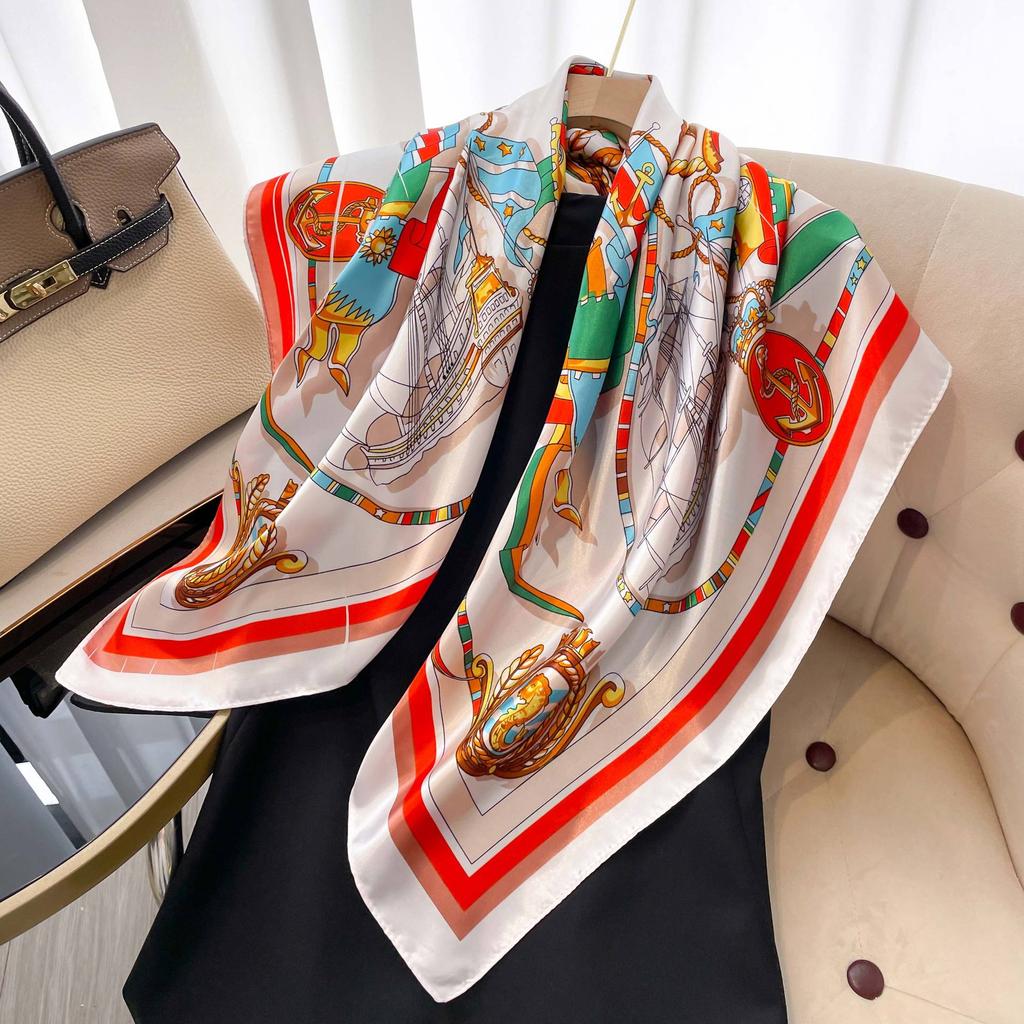 Wysokiej jakości luksusowe jedwabne szale z pałąkiem na głowę szaliki szalik dla kobiet łańcuszek jedwabny szal damski dekoracyjny szal