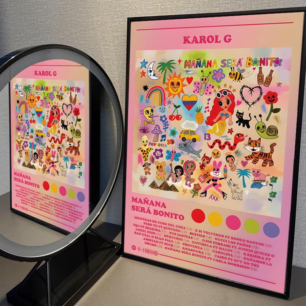 Karol g Manana Sera Bonito Self-adhesive poster Kraft Paper Prints and Posters Home Room Bar Cafe Decor Art Wall Painting