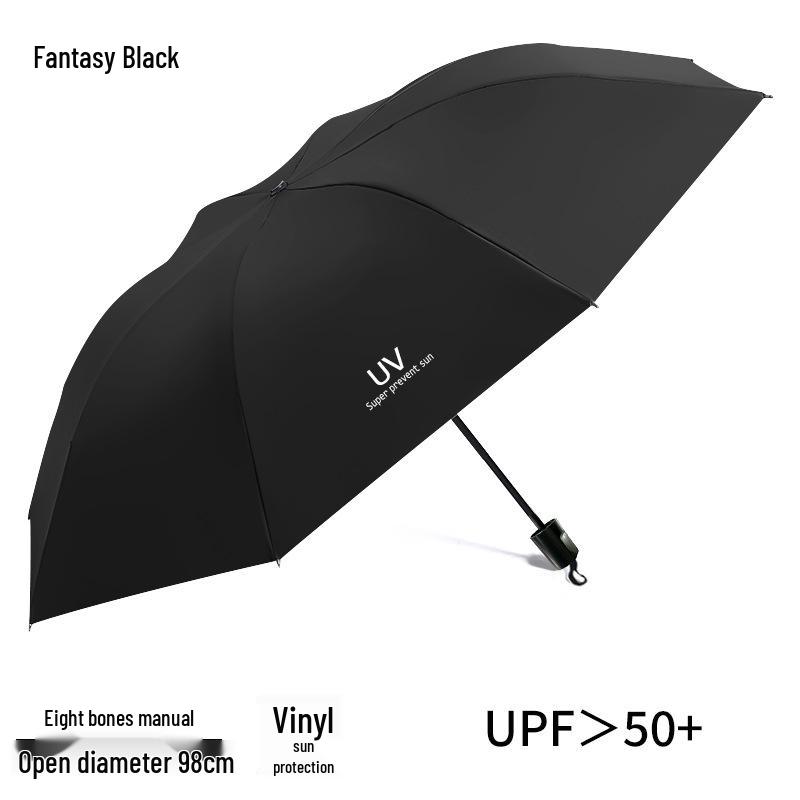 Compact Dual-Use Sun and Rain Umbrella with Black Glue Sunshade - Stylish Ladies' 5-Fold Capsule Design