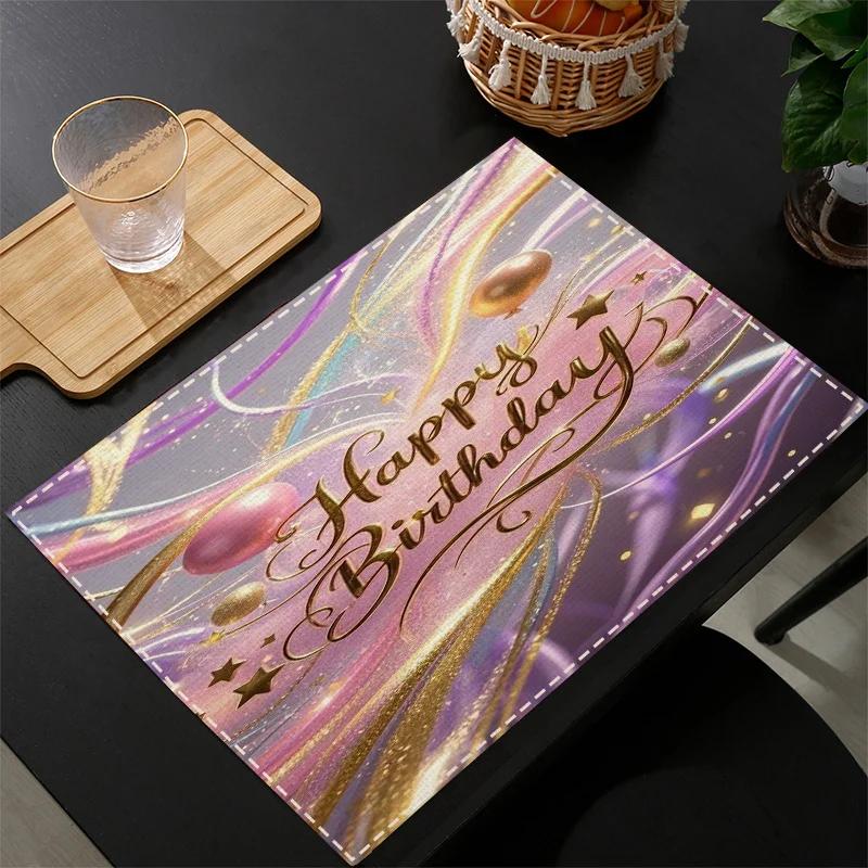 

6PC Placemats Featuring a Happy Birthday Design ,Perfect for Festive Dining, Decorative Mats, Suitable for Holiday Parties 6PC 30x45CM