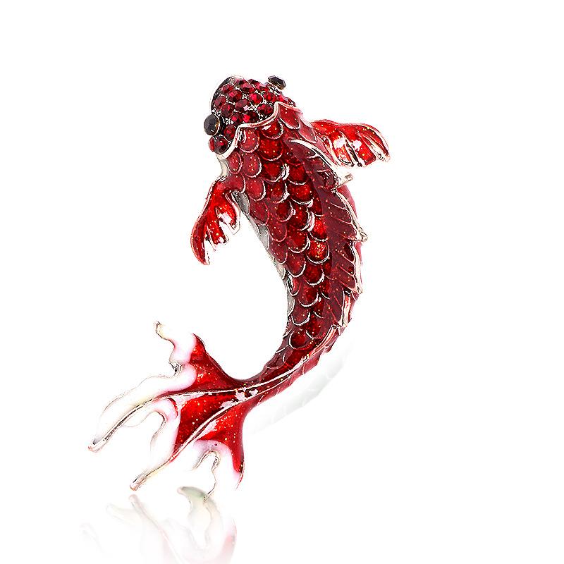 Goldfish brooch, water diamond koi chest flower, high-end, drip oil, European and American, fashionable and versatile, diamond inlaid koi brooch, pin