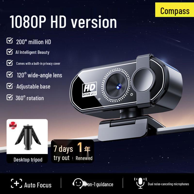 Ultra HD Webcam with USB Microphone for Online Classes & Live Streaming