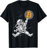 Bitcoin Astronaut Reaching for BTC Crypto Trader Graphic Tee Men Casual Short Sleeve