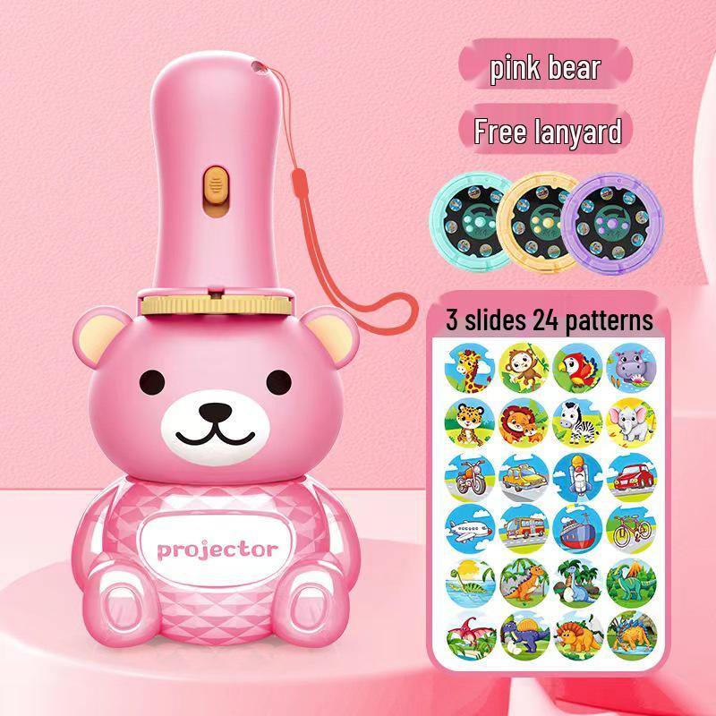 Little Bear Kids Projection Flashlight with Candy Holder - Luminous Educational Toy Gift
