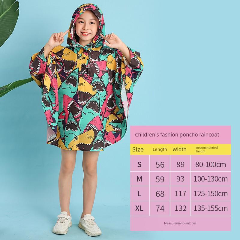 Kids Cape Raincoat Outdoor Walking Children Playing with Water Students Go to School Backpack Waterproof Poncho Multicolor