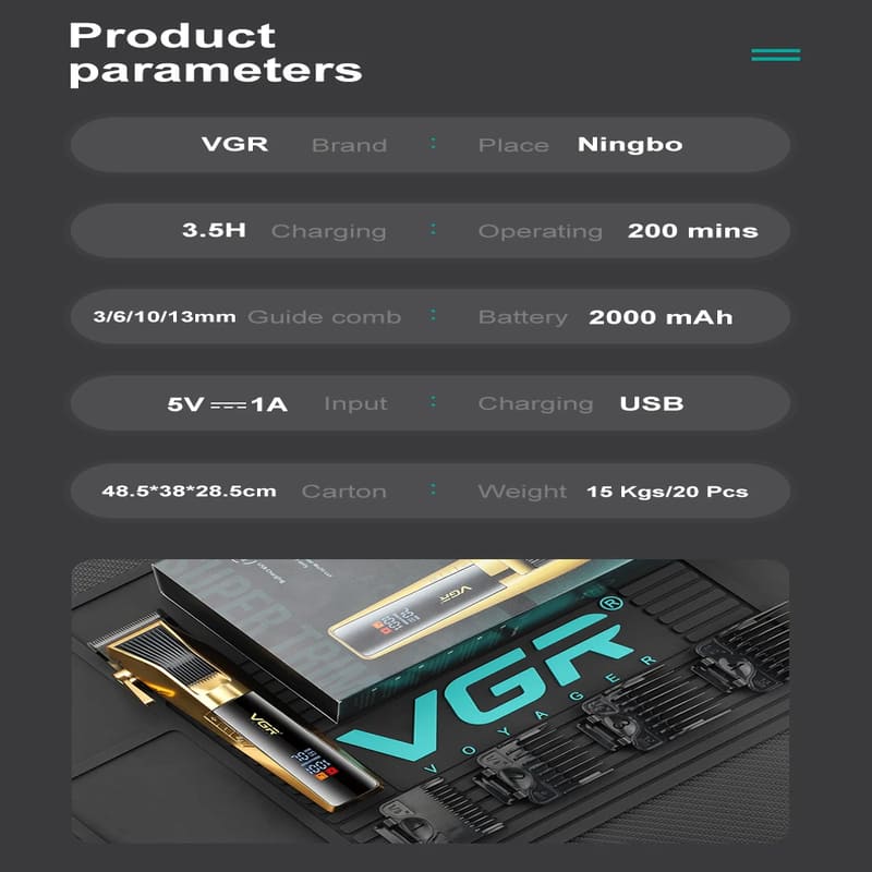 Hochwertiges LED Digitaldisplay Haarrasur Trimmer Einstellbare Klinge Einzelgriff Elektrorasierer Haushaltsrasierer Starke Leistung