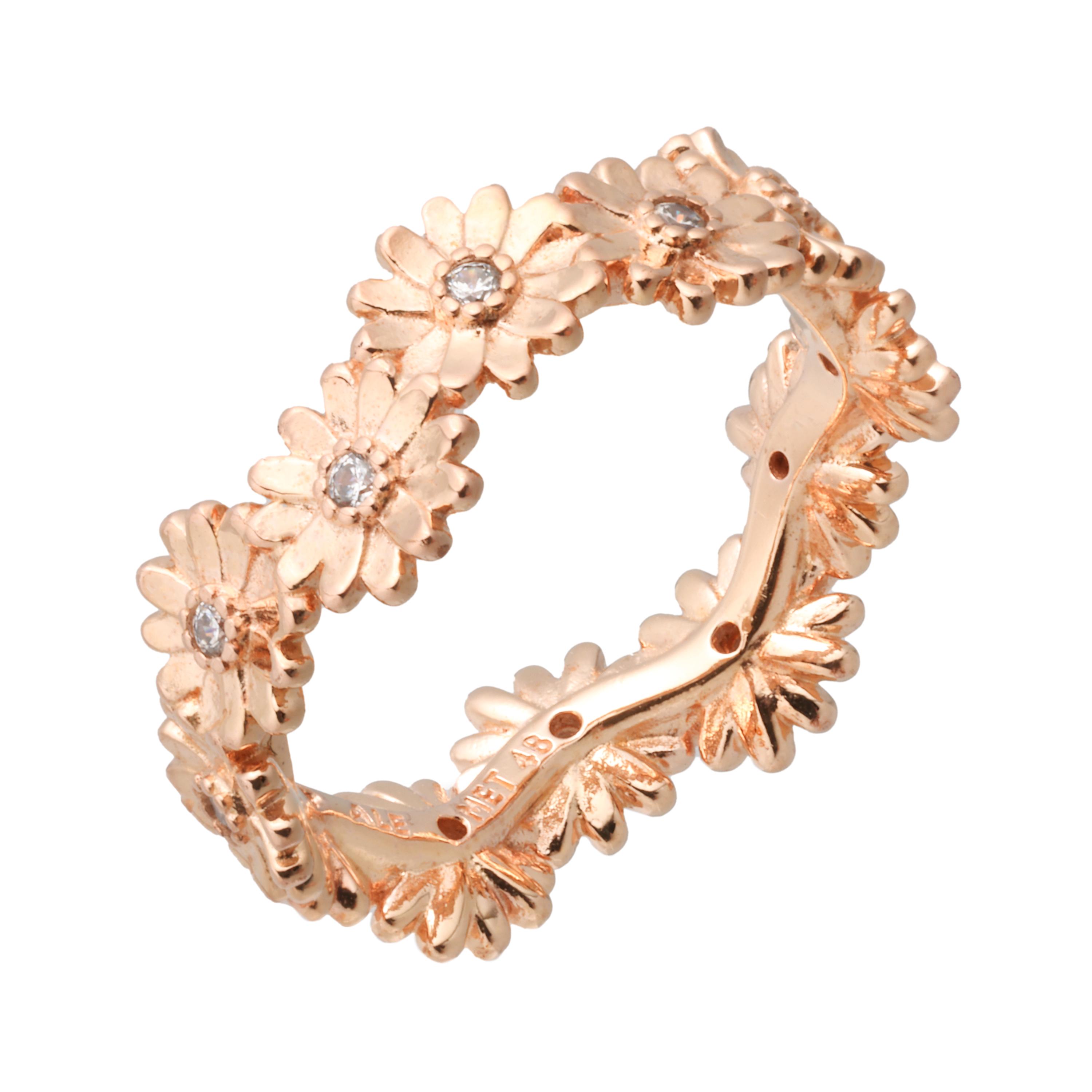 Pandora Shining Daisy Crown Cute Silver Ring Women rings Rose-Gold 188799C01 Box,52