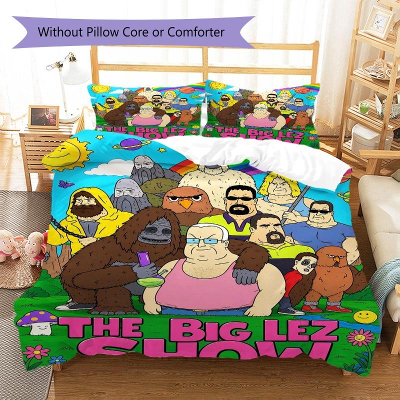 The Big Lez Show Forest Scene 3 Pieces Bedding Set, Cartoon Character Duvet Cover & Pillowcases