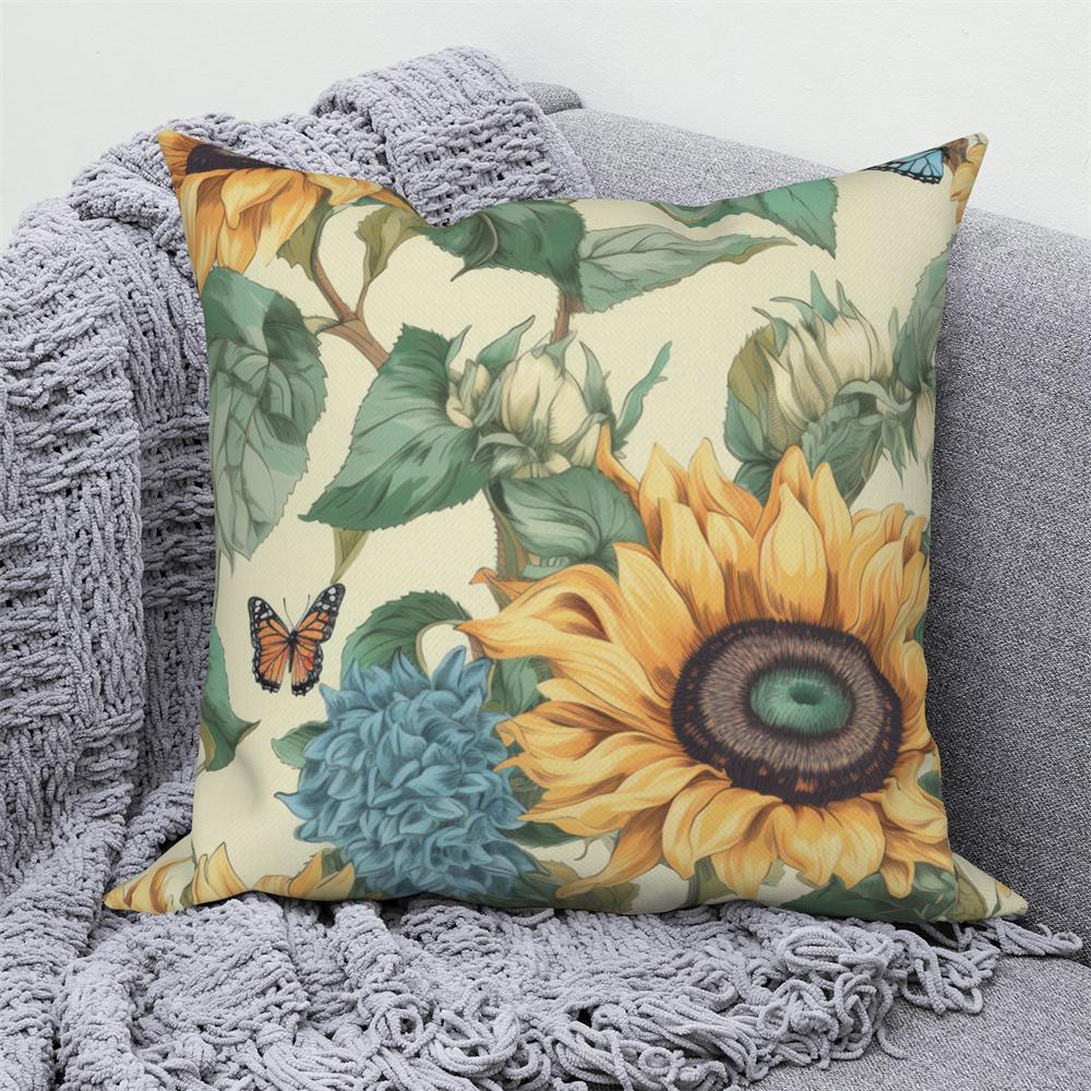 Sunflower Decorative Pillow Cover Cushion  Throw   for Sofa Car Living Room Decoration