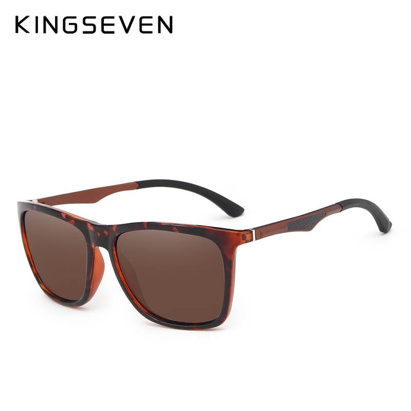 Kingseven DESIGN Menn Polarized Square Solbriller Mote Mannlig Eyewear Aluminium Ben