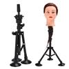 Wig Head Tripod Mannequin Head Mold Holder Stand Bracket Support Hairdressing Training ToolBlack