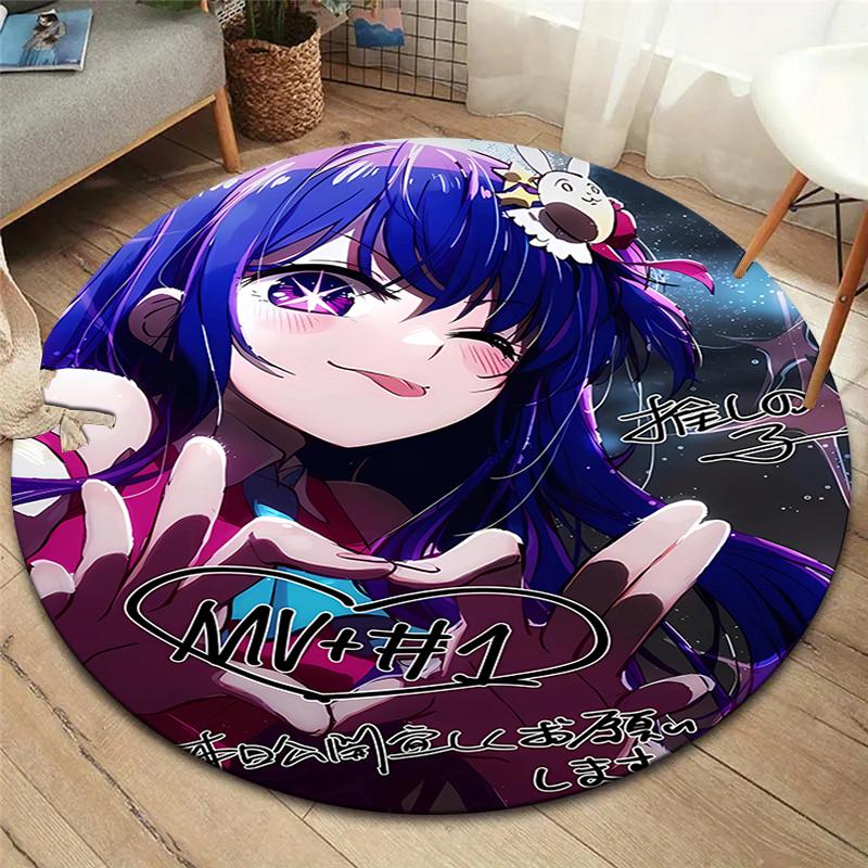 

Oshi No Ko Round Area Rug,Carpet Rug for Living Room Bedroom Sofa Playroom Decor,Non-slip Floor Mat 80cmx80cm