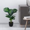 65cm Artificial Palm Tree & Monstera Branch - Tropical Plastic Plants for Home/Garden Decor, Realistic Green Leaves