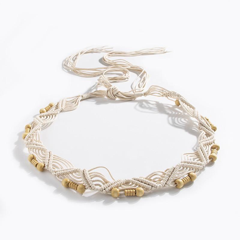 Bohemian Floral Woven Waist Cord With Handcrafted Splicing For Art Retro Party Outfit