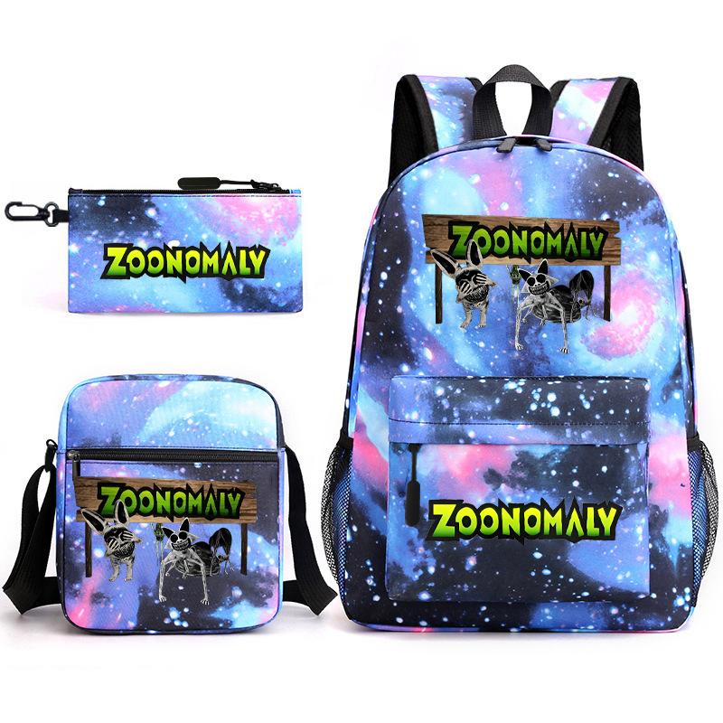 Deformed Zoo Surrounding Primary School Students Schoolbag Trend Starry Sky Backpack Leisure Three-piece Set